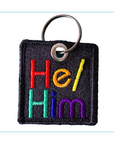 Pronoun Embroidered Keychain