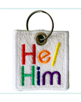 Pronoun Embroidered Keychain