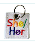 Pronoun Embroidered Keychain