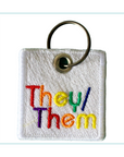 Pronoun Embroidered Keychain